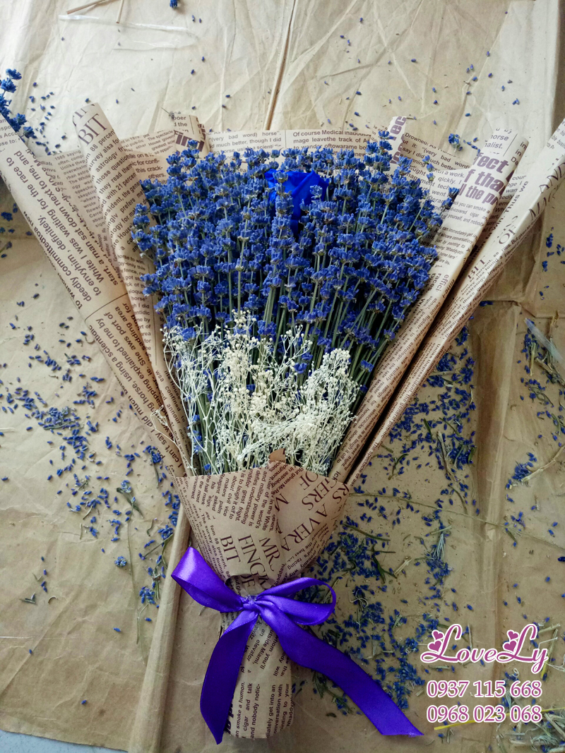 Bó Hoa Lavender Khô Mix Hồng Xanh Bất Tử