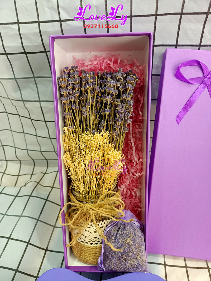 Hộp Quà Lọ hoa lavender khô ( Ms17)