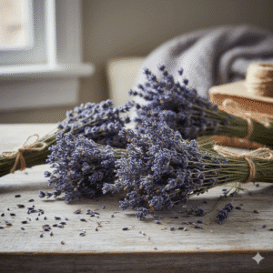 những bó hoa lavender khô mộc mạc và quyến rũ